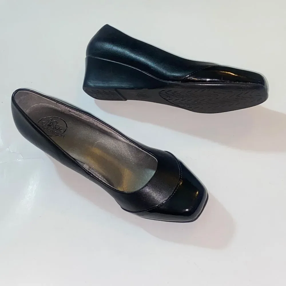 Life Stride Simply Comfort Elegant Black Wedge Shoes Size US 10W